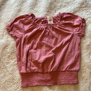 NWT - GAP Pink Smocked Ruched Blouse girls small